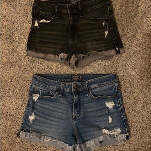 Abercrombie & Fitch Black and Blue Jean Shorts